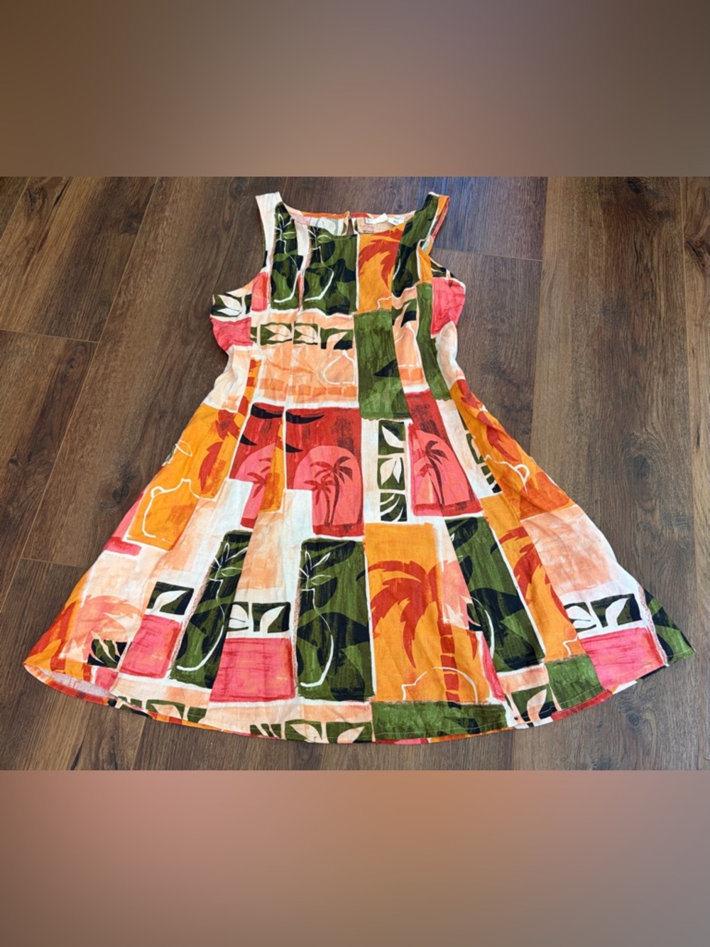 Nicole Miller tropical patchwork linen dress